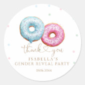 Donut Geslacht Onthullen Jongen of Meisje Party Ronde Sticker (Voorkant)