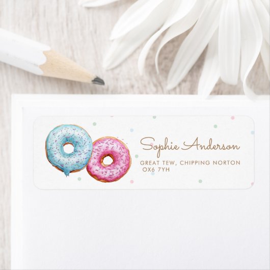 Donut Geslacht onthullen Party Adres Etiket (Insitu)