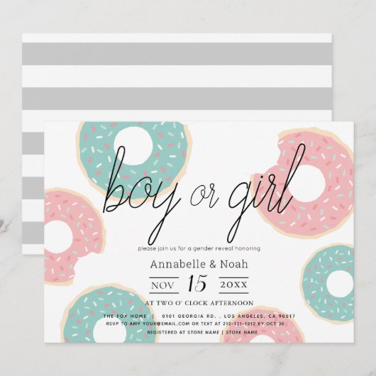 Donut Geslacht Onthullen Roze & Groen Kaart (Voorkant / Achterkant)