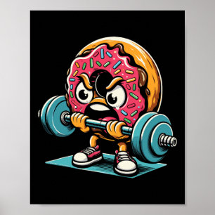 Donut gewichten heffen Funny Gym Workout gewichthe Poster