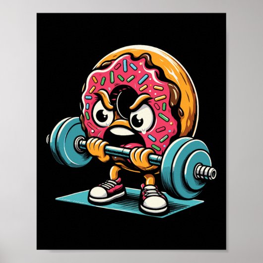 Donut gewichten heffen Funny Gym Workout gewichthe Poster (Voorkant)