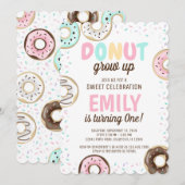 Donut Girl Sweet Birthday-uitnodiging Kaart (Voorkant / Achterkant)