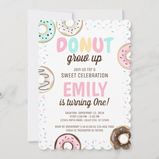Donut Girl Sweet Birthday-uitnodiging Kaart (Voorkant)