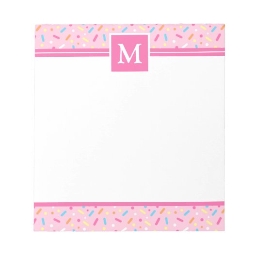 Donut glazuur & spikkels monogram notitieblok (Voorkant)