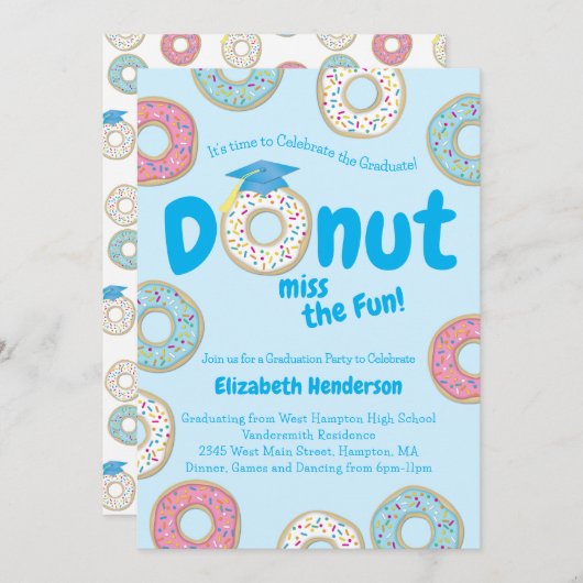Donut Graduation Party Kaart (Voorkant / Achterkant)