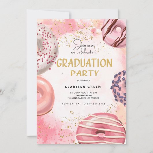Donut GRADUATION party uitnodiging (Voorkant)