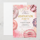 Donut GRADUATION party uitnodiging (Voorkant / Achterkant)