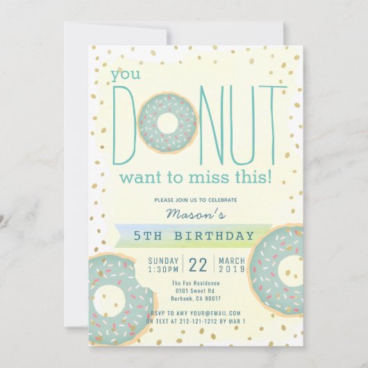 Donut Green x Gold Boy Verjaardag Kaart