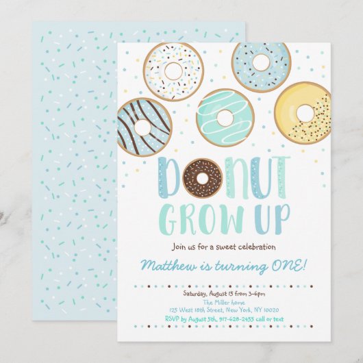 DONUT Groei Blauwe Donut Boy Birthday Kaart (Voorkant / Achterkant)