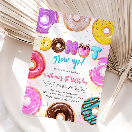 Donut Groei Op Donut Verjaardagsfeest Uitnodiging