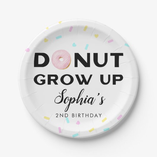 Donut Groei op Fun Birthday Party Papieren Bordje (Voorkant)