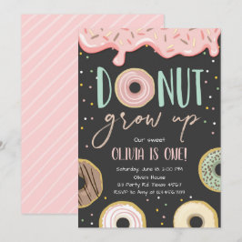 Donut Groei Op Roze Doughnut Meisje Verjaardagsfee Kaart