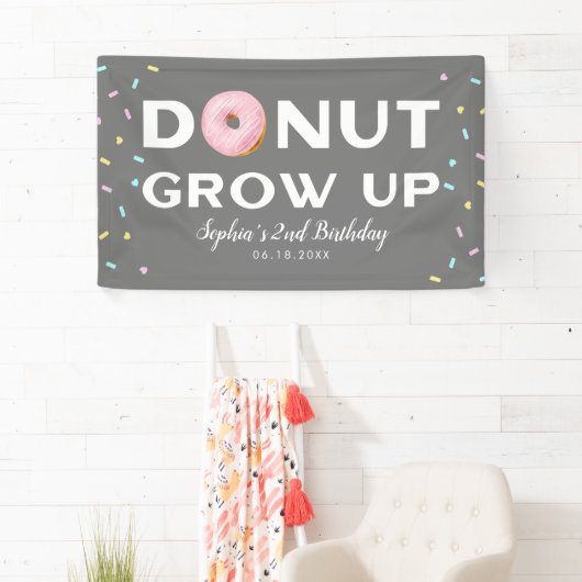 Donut Groei op sprinkhaan Birthday party Spandoek (Insitu)