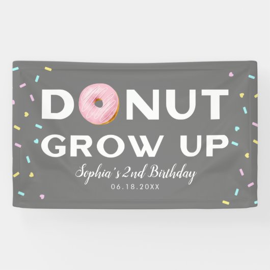 Donut Groei op sprinkhaan Birthday party Spandoek (Horizontaal)