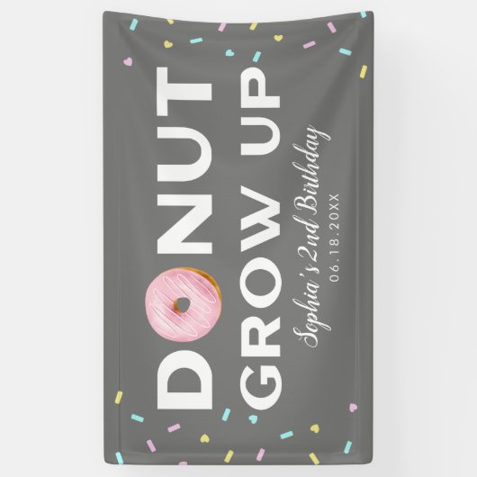 Donut Groei op sprinkhaan Birthday party Spandoek (Verticaal)