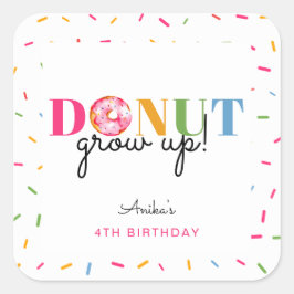 Donut Groei regenboogspringen Birthday Cute Vierkante Sticker