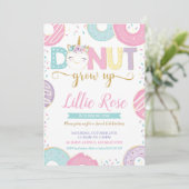 Donut Groei Unicorn 1e verjaardag Uitnodiging (Staand voorkant)