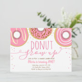 Donut groeide feest Meisje Roze Verjaardag Kaart (Staand voorkant)