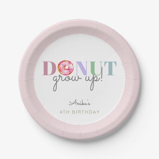 Donut Groeit Birthday Cute Pastel doughnut party Papieren Bordje (Voorkant)