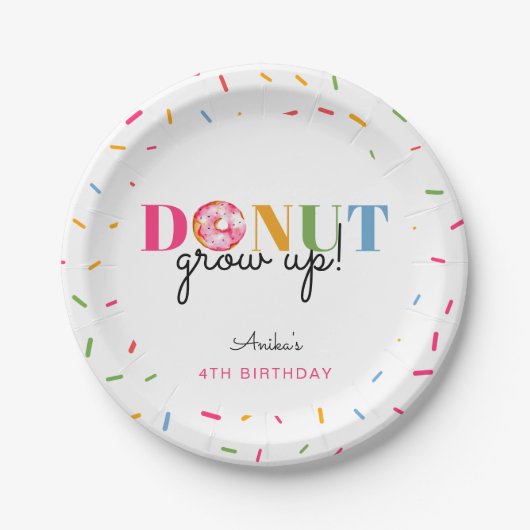 Donut Groeit Birthday Cute sprinkles Papieren Bordje (Voorkant)
