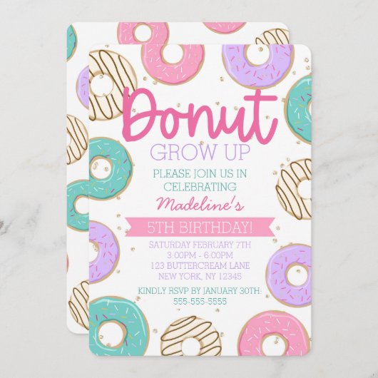 Donut Groeit Birthday Kaart (Voorkant / Achterkant)