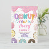 Donut Groeit Birthday Party roze pastel Girl Kaart (Staand voorkant)