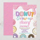 Donut Groeit Birthday Party roze pastel Girl Kaart (Voorkant / Achterkant)