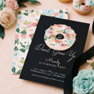 Donut Groeit Floral Blossoming Donut Birthday Kaart