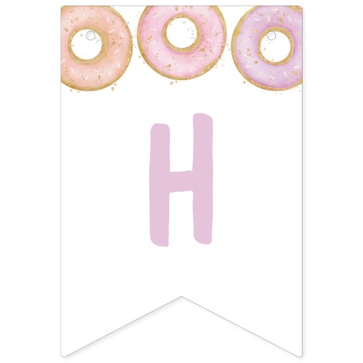 Donut Groeit Happy Birthday Party Bunting Banner (Tweede vlag)