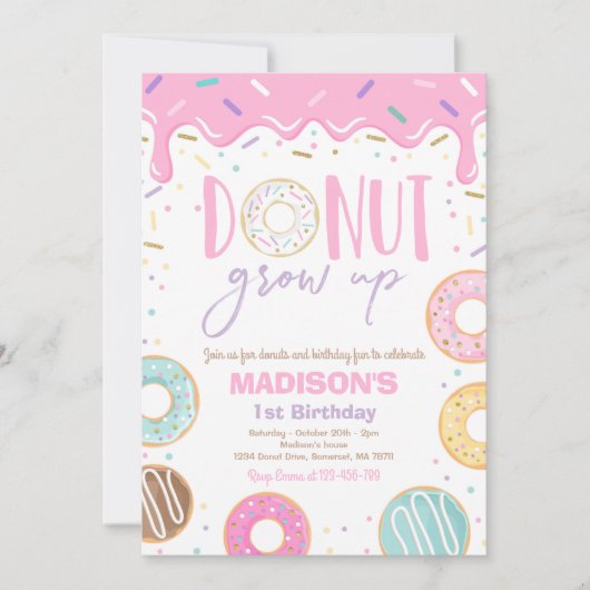 Donut groeit op 1e verjaardag Donut 1e verjaardag Kaart (Voorkant)