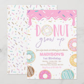 Donut groeit op 1e verjaardag Donut 1e verjaardag Kaart (Voorkant / Achterkant)