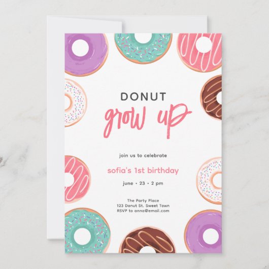 Donut groeit op verjaardag Uitnodiging (Voorkant)
