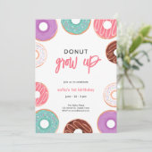 Donut groeit op verjaardag Uitnodiging (Staand voorkant)
