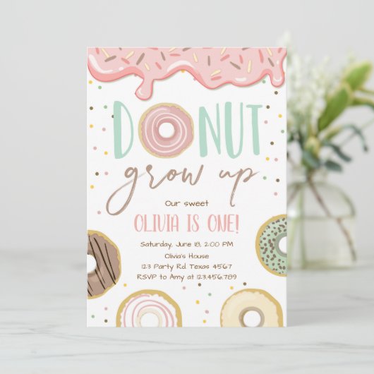 Donut Groeit roze Doughnut Girl Birthday Kaart (Staand voorkant)