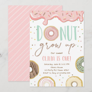 Donut Groeit roze Doughnut Girl Birthday Kaart