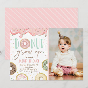 Donut Groeit roze Doughnut Girl Birthday Kaart