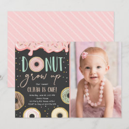 Donut Groeit roze Doughnut Girl Birthday Kaart