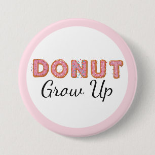 Donut groeit roze geijkte Baby eerste verjaardag Ronde Button 7,6 Cm