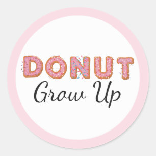 Donut groeit roze geijkte Baby eerste verjaardag Ronde Sticker