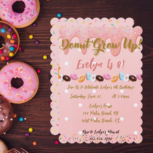 Donut Groeit Up Girls Donut Theeday Party Kaart