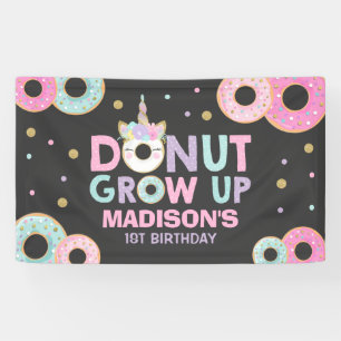 Donut Groeit Up Party Banner Donut & Unicorn Party