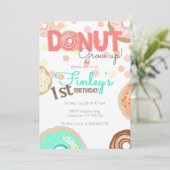 Donut Grow Theme Birthday meisje Brunch Kaart (Staand voorkant)