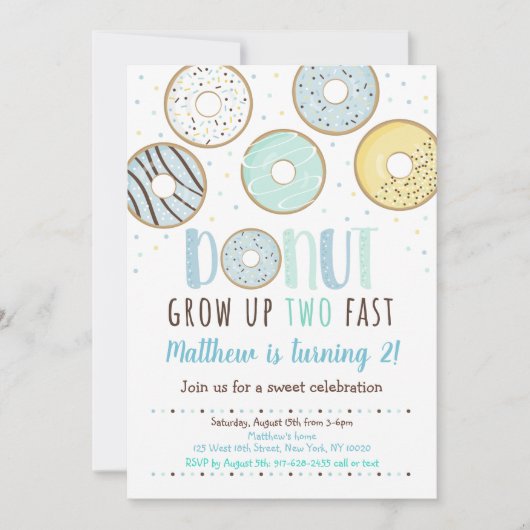 Donut Grow TWO Fast Birthday Kaart (Voorkant)