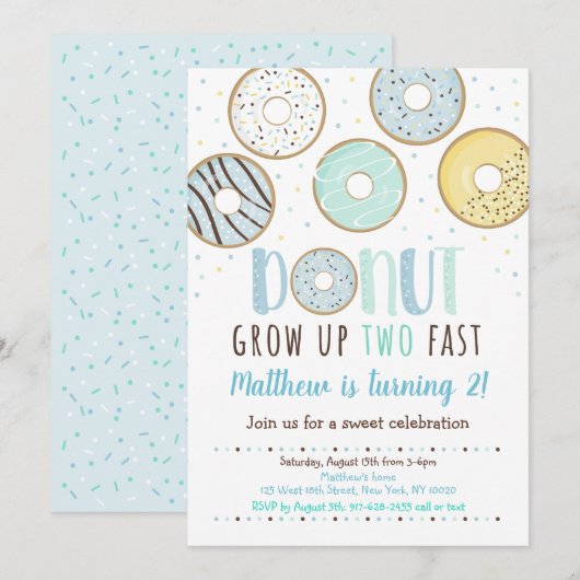 Donut Grow TWO Fast Birthday Kaart (Voorkant / Achterkant)