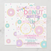 Donut Grow Up 1e verjaardag uitnodiging - Meisje (Voorkant / Achterkant)