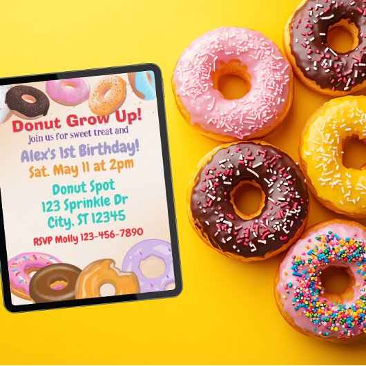 Donut Grow Up 1st Birthday Kaart