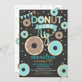 Donut Grow Up 1st Verjaardag Uitnodiging Boy Donut (Voorkant / Achterkant)