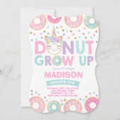Donut Grow Up Birthday Invitation Donut & Unicorn Kaart (Voorkant)