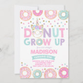 Donut Grow Up Birthday Invitation Donut & Unicorn Kaart (Voorkant)