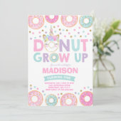 Donut Grow Up Birthday Invitation Donut & Unicorn Kaart (Staand voorkant)